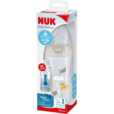 NUK bočica FC+ sa indikatorom temperature, 300 ml, neutral safari