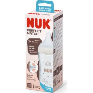 NUK Perfect Match bočica, 230 ml, 0+m, staklo, duga