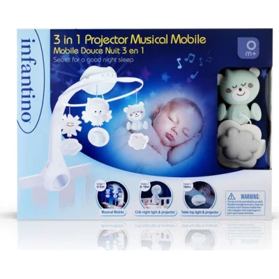 Infantino 3u1 muzički vrtuljak, projektor i noćno svjetlo, pastelno zelena