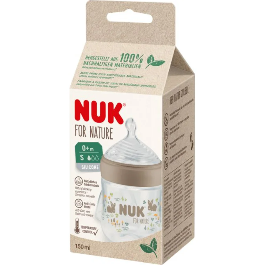 NUK for Nature bočica sa indikatorom temperature PP, 150 ml, bež