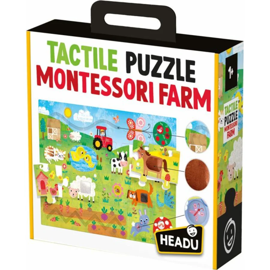 HEADU montessori taktilne puzzle, farma
