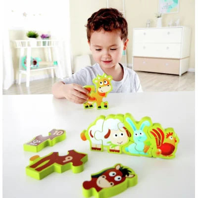 Hape drvene puzzle, brojevi i domaće životinje