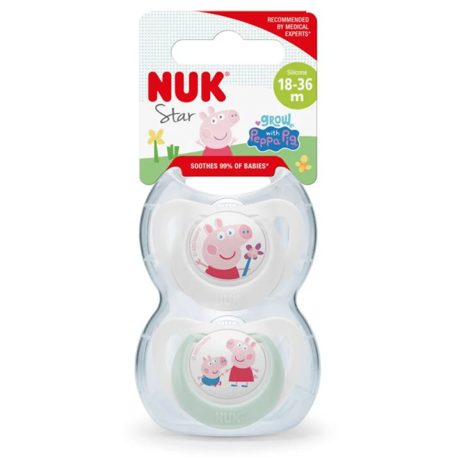 NUK duda star sa kutijicom peppa pig, 18-36 mj., 2 kom