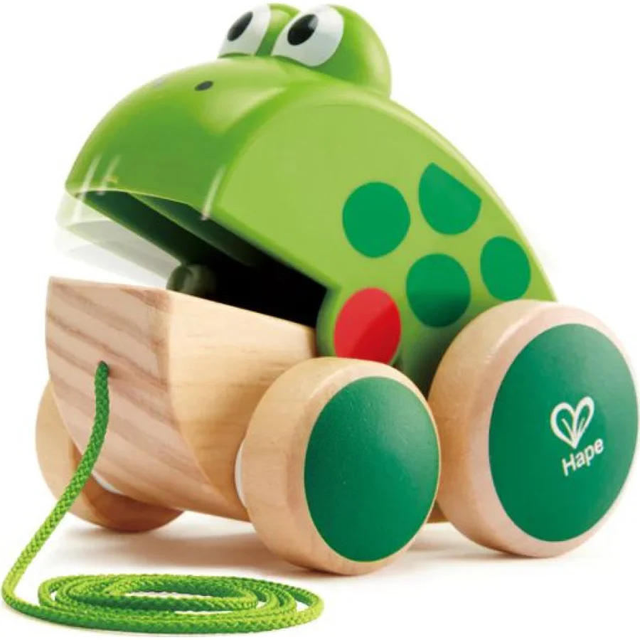 Hape drvena igračka na povlačenje, žaba