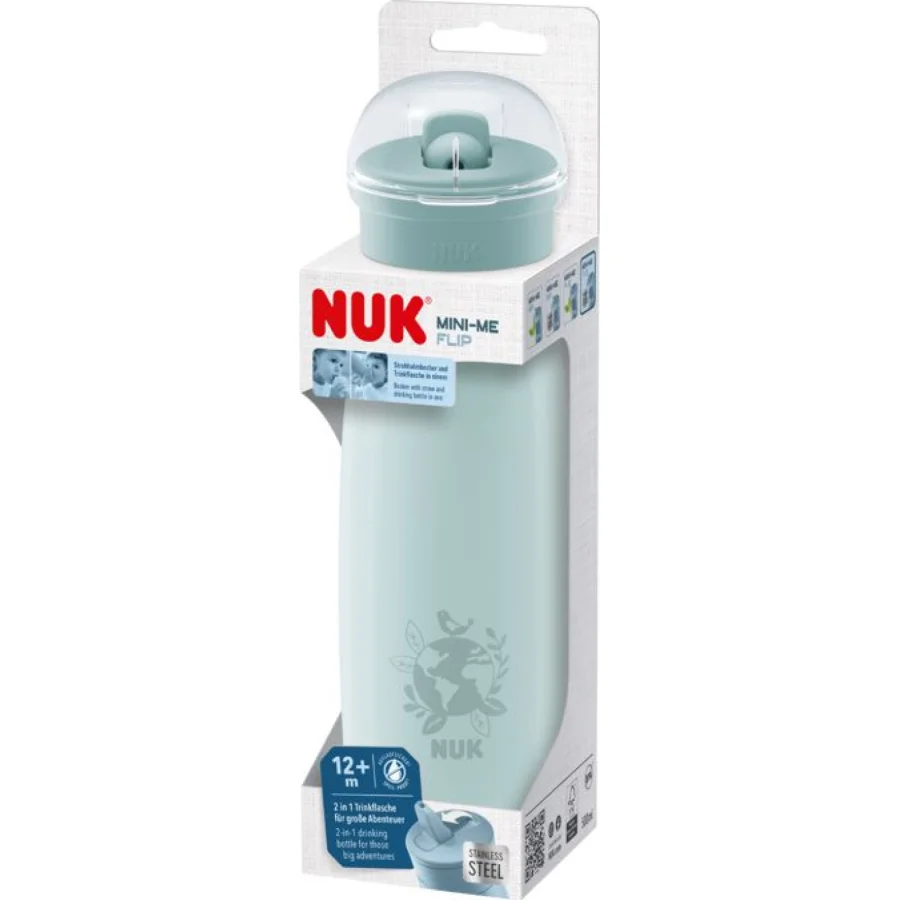 NUK Mini-Me Flip bočica od nehrđajućeg čelika, 500 ml, 12+m, zelena