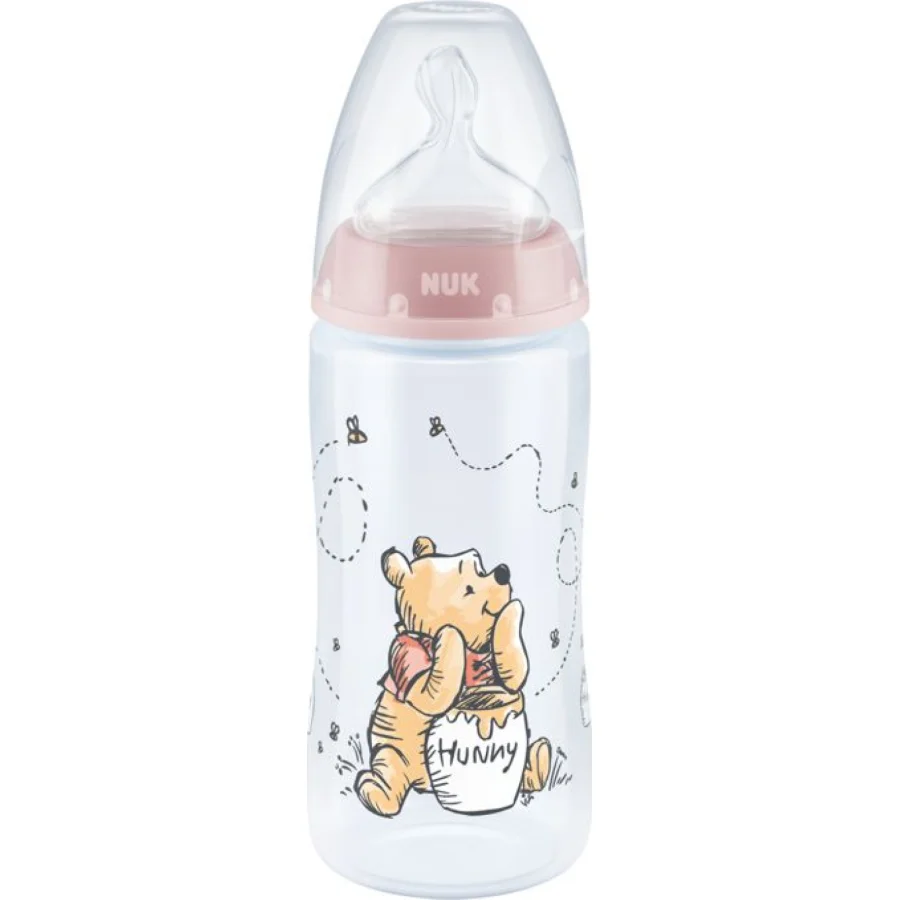 NUK bočica FC+ sa indikatorom temperature, 300 ml, Winnie the Pooh, roza