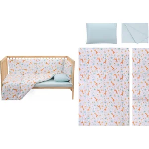 Kukka set ogradica, jastuk, jorgan i posteljina giraffe, plava