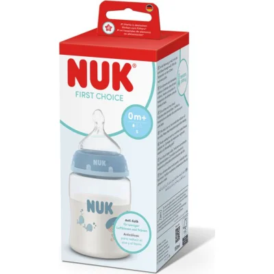 NUK bočica First Choice sa indikatorom temperature, 150 ml, sort