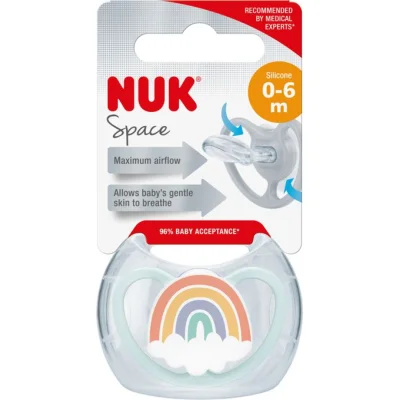 NUK duda Space sa kutijicom, sort, 6 kom, 0–6 mj.