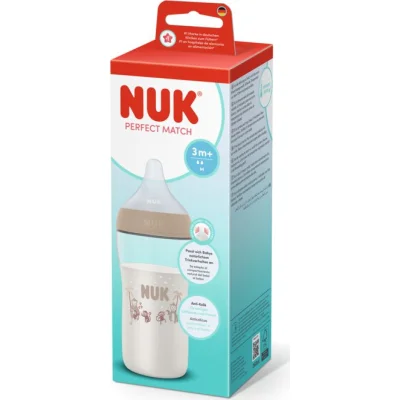 NUK Perfect Match bočica, 260 ml, 3 mj+, sort