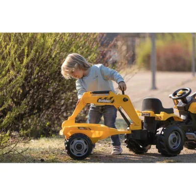 Smoby traktor s bagerom i utovarivačem, Builder Max s prikolicom na pedale