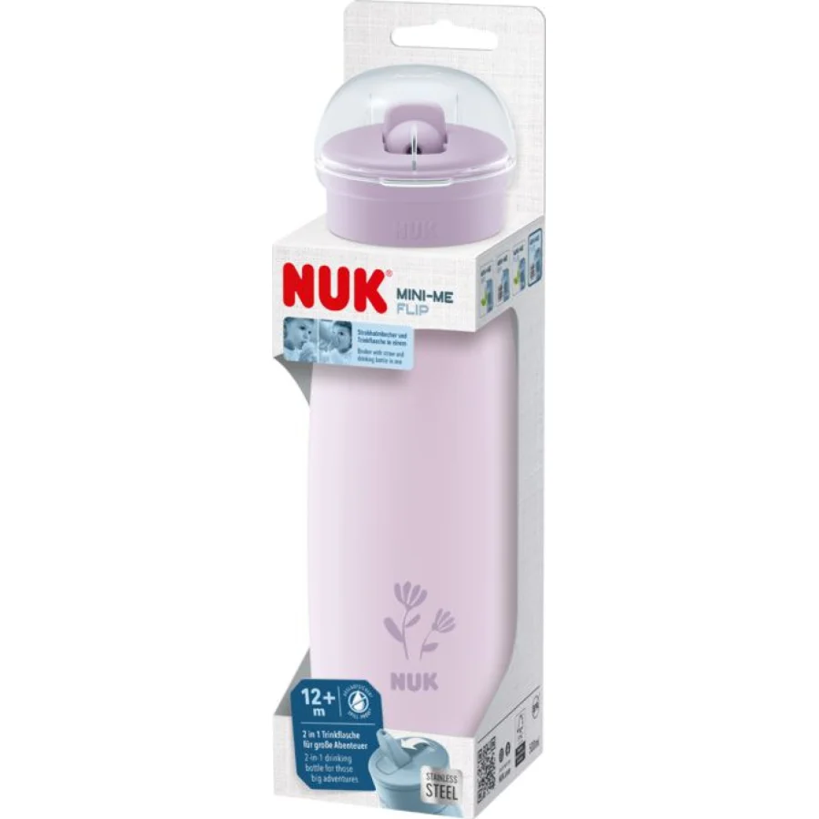 NUK Mini-Me Flip bočica od nehrđajućeg čelika, 500 ml, 12+m, lila