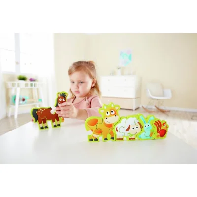Hape drvene puzzle, brojevi i domaće životinje