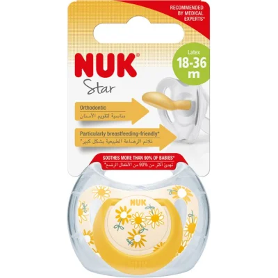 NUK duda Star latex, sort, 6 kom, 18–36 mj.