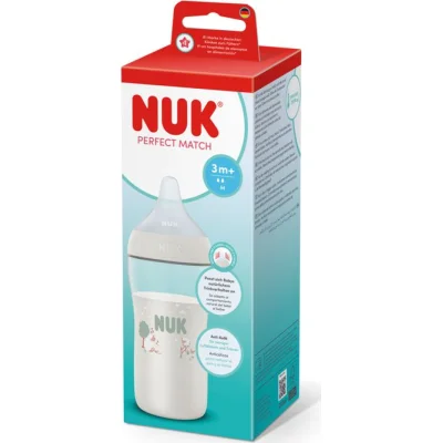 NUK Perfect Match bočica, 260 ml, 3 mj+, sort