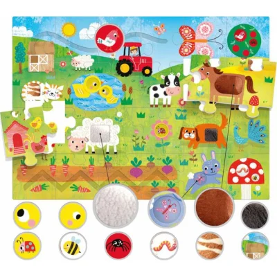 HEADU montessori taktilne puzzle, farma