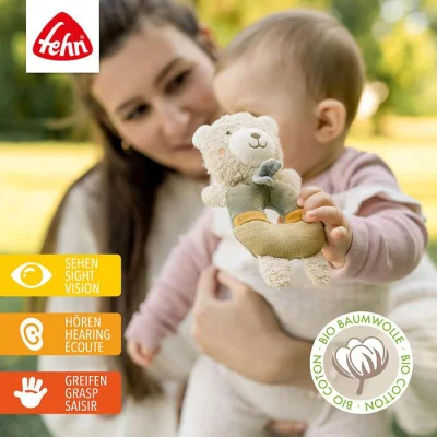 Baby Fehn zvečka mekani prsten, medo fehnnatur