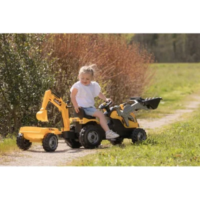 Smoby traktor s bagerom i utovarivačem, Builder Max s prikolicom na pedale