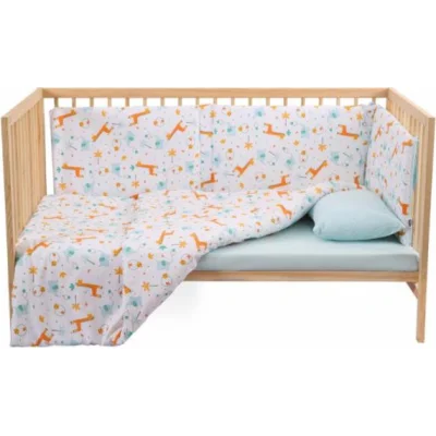 Kukka set ogradica, jastuk, jorgan i posteljina giraffe, plava