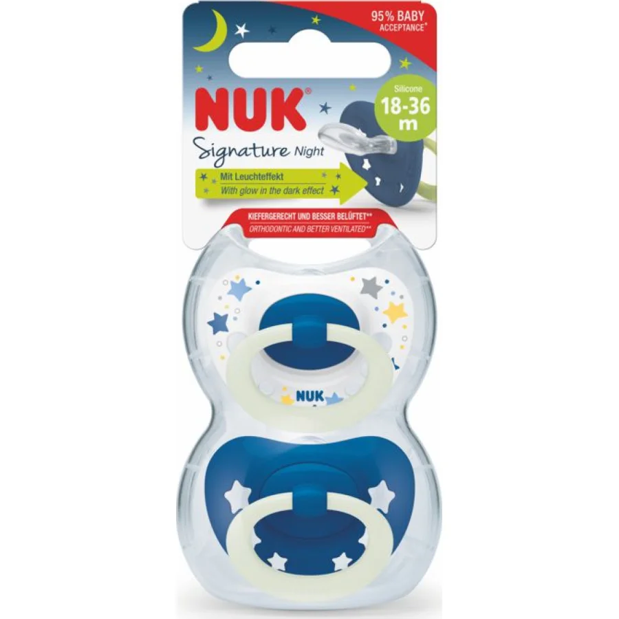 NUK duda Signature Night sa kutijicom, 2 kom, 18–36 mj.