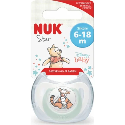 NUK duda Star sa kutijicom Winnie the Pooh, sort, 6 kom, 0–6 mj.
