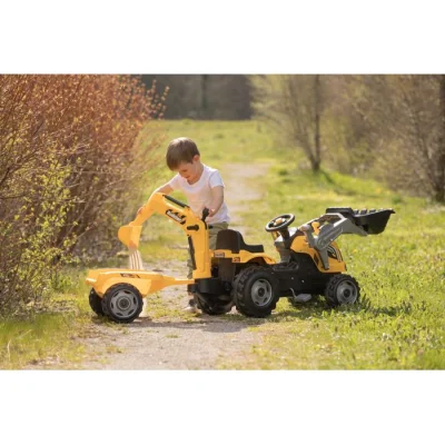 Smoby traktor s bagerom i utovarivačem, Builder Max s prikolicom na pedale