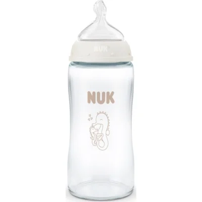 NUK boca First Choice s indikatorom temperature, 240 ml, staklo