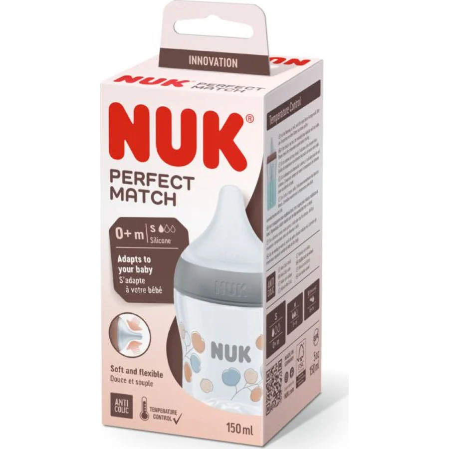 NUK Perfect Match bočica, 150 ml, 0+m, pamuk
