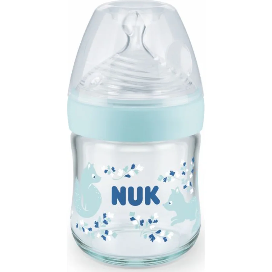 NUK Nature Sense staklena bočica sa indikatorom temperature, 120 ml, lija