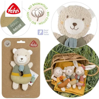 Baby Fehn zvečka mekani prsten, medo fehnnatur