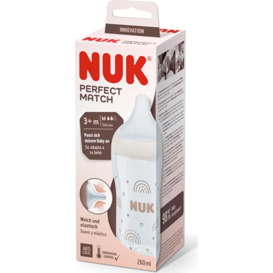 NUK Perfect Match bočica, 260 ml, 3+m, duga