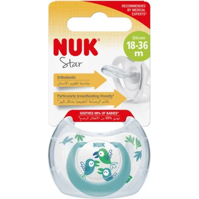 NUK duda Star sa kutijicom, sort, 6 kom, 6–18 mj.