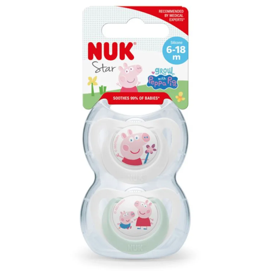 NUK duda star sa kutijicom peppa pig, 6-18 mj., 2 kom