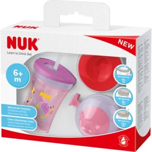 NUK set za učiti piti sa nastavcima, lila