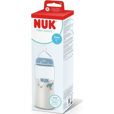 NUK boca First Choice s indikatorom temperature, 300 ml, sort