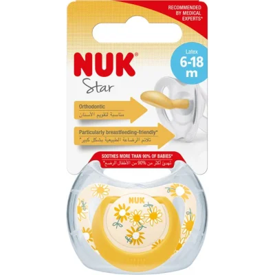 NUK duda Star latex, sort, 6 kom, 18–36 mj.
