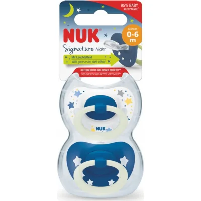 NUK duda Signature Night sa kutijicom, 2 kom, 18–36 mj.