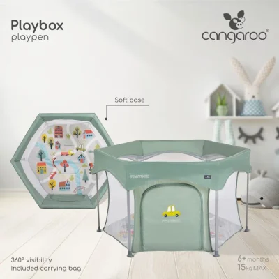 Cangaroo ogradica za igru ​​playbox, siva
