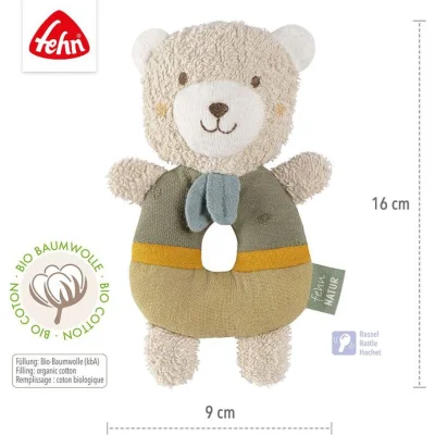 Baby Fehn zvečka mekani prsten, medo fehnnatur