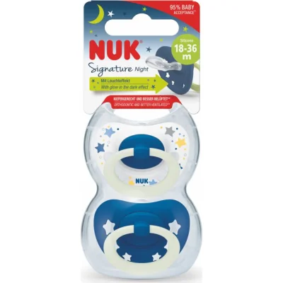 NUK duda Signature Night sa kutijicom, 2 kom, 0–6 mj.