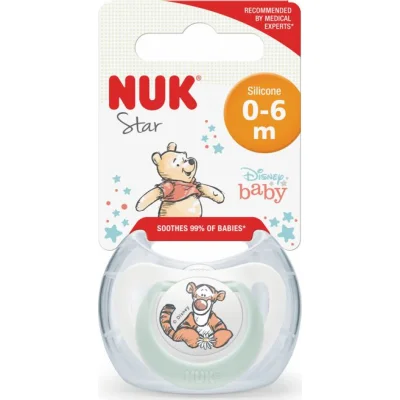 NUK duda Star sa kutijicom Winnie the Pooh, sort, 6 kom, 0–6 mj.